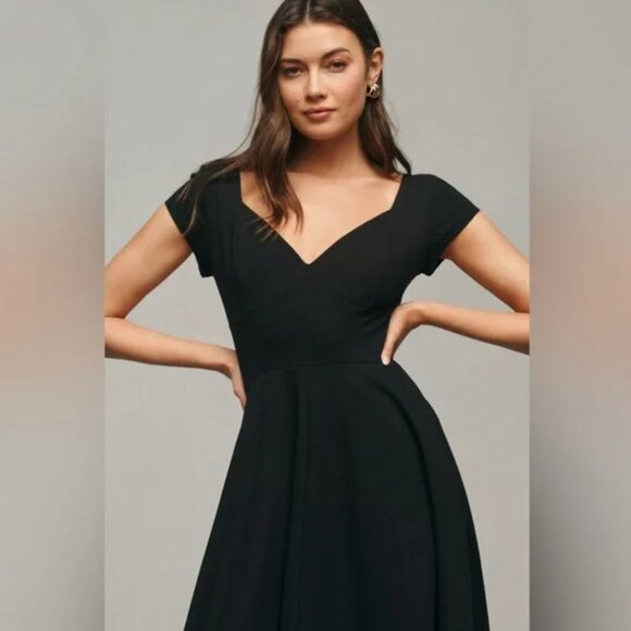 Reformation Brynn V-Neck Midi Dress Black L - Picture 2 of 12